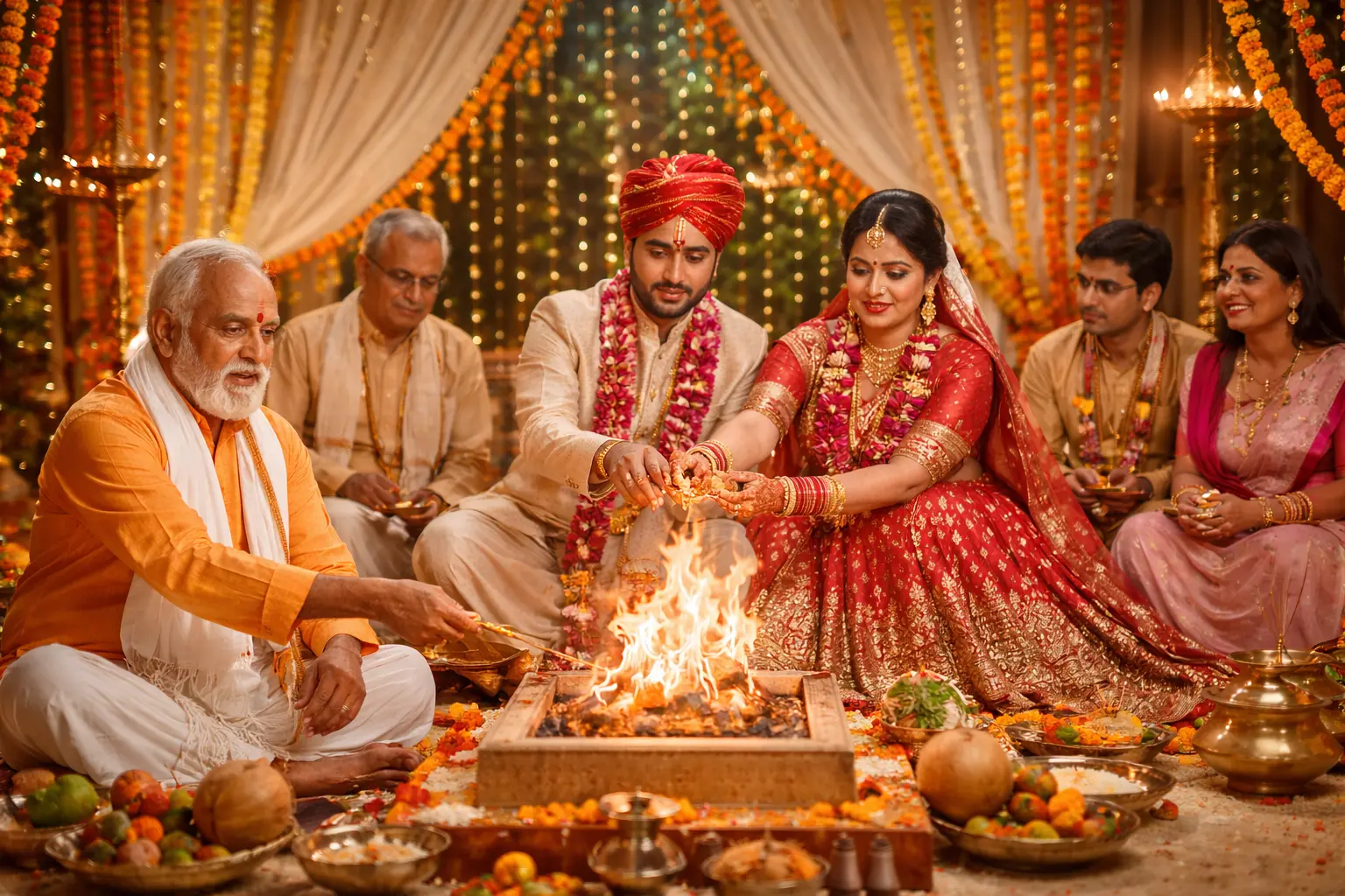 Hero background image of a Vedic wedding ceremony.